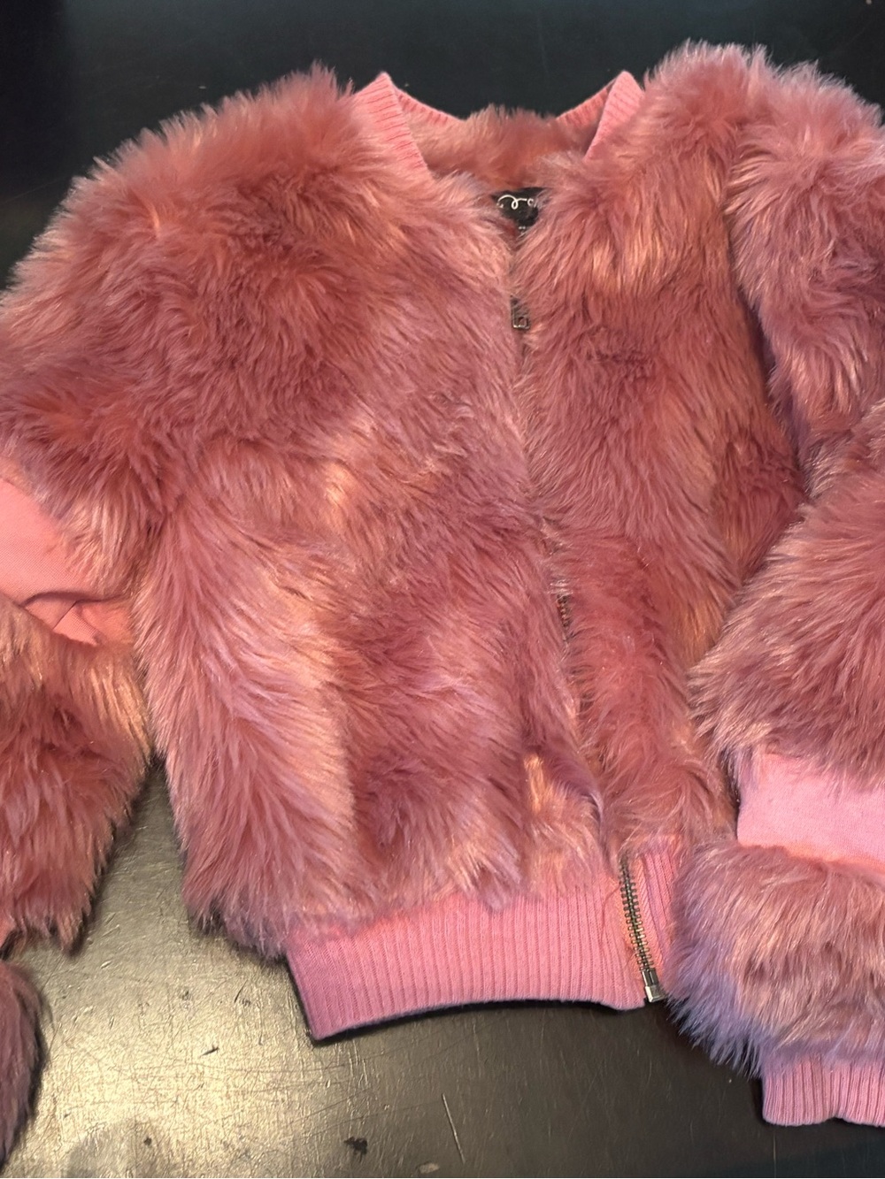 Girls' Faux Fur Pink Jacket - Cozy Bomber Style by Art Class size XS 4/5
